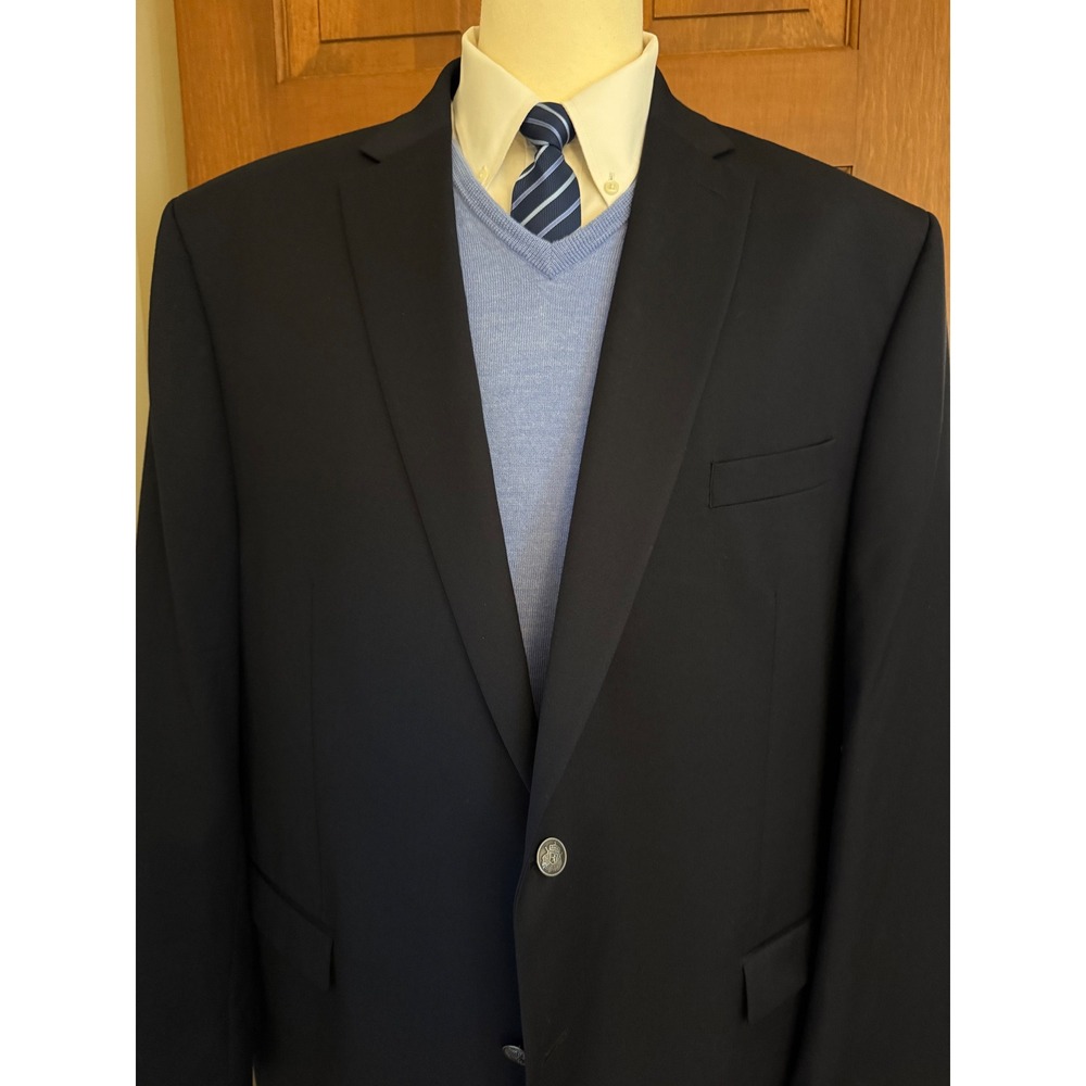 Michael Kors Navy Blazer Mens 54L Blue Wool-Blend Two-Button Sport Coat Jacket
